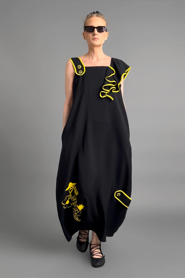 Vloeiend vallende maxi jurk met eigentijdse oversized pasvorm