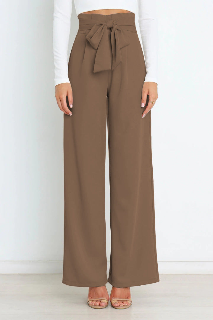 Wijde Comfortabele Hose met Bindgordel voor Elke Gelegenheid