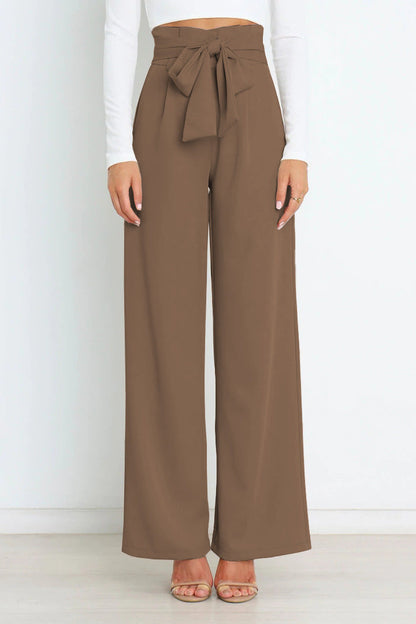 Wijde Comfortabele Hose met Bindgordel voor Elke Gelegenheid
