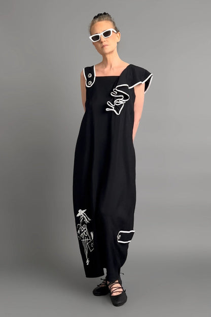 Vloeiend vallende maxi jurk met eigentijdse oversized pasvorm