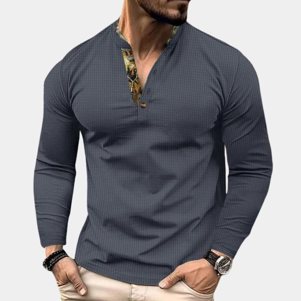 Heren Wafelstof Overhemd Lange Mouwen Casual Shirt – Jasper