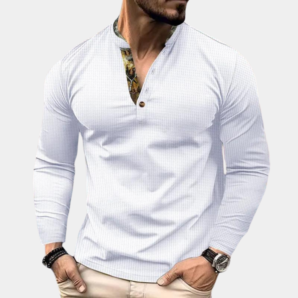 Heren Wafelstof Overhemd Lange Mouwen Casual Shirt – Jasper