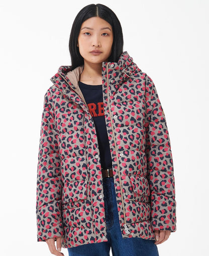 Warm gevoerde damesjas met print en capuchon – Lisa