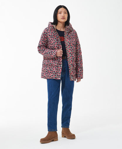 Warm gevoerde damesjas met print en capuchon – Lisa
