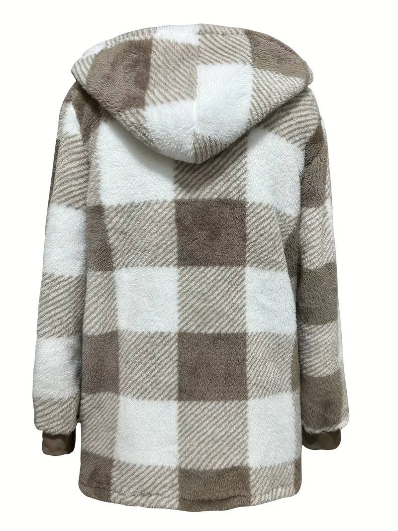 Mila - Teddy Mantel met Capuchon en Ruitpatroon
