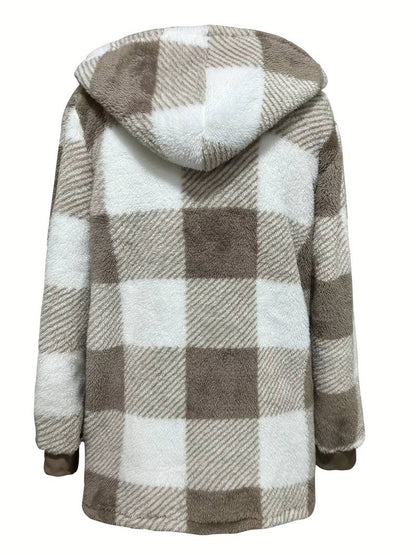 Mila - Teddy Mantel met Capuchon en Ruitpatroon