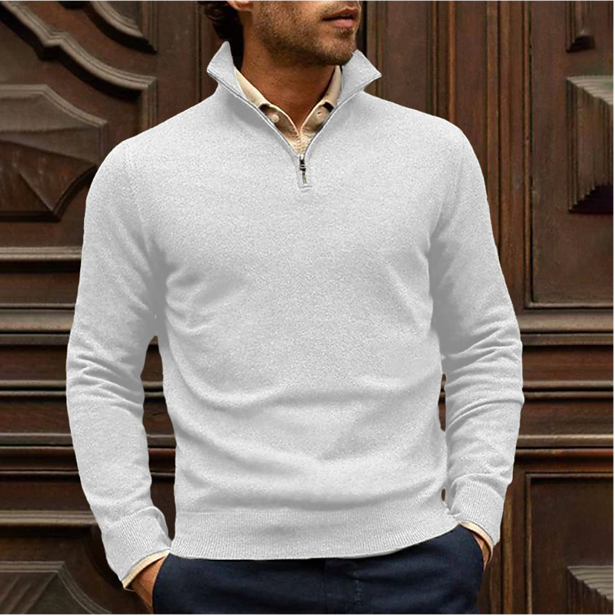 Stijlvolle heren sweater met rits voor dagelijks gebruik – Ramses