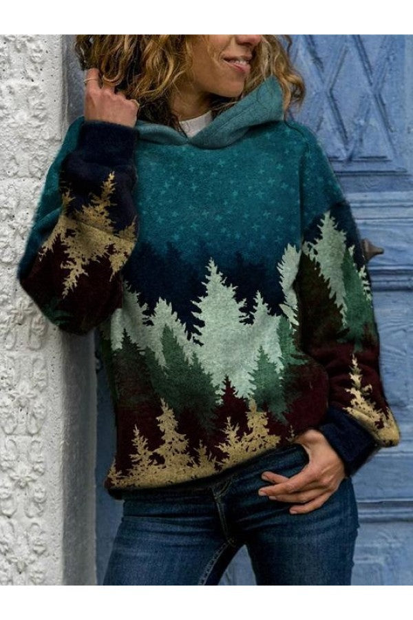 Modieuze Hoodie met Boompatroon