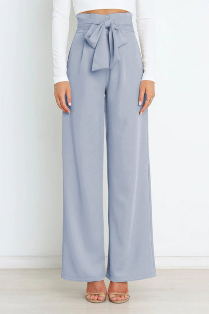 Wijde Comfortabele Hose met Bindgordel voor Elke Gelegenheid