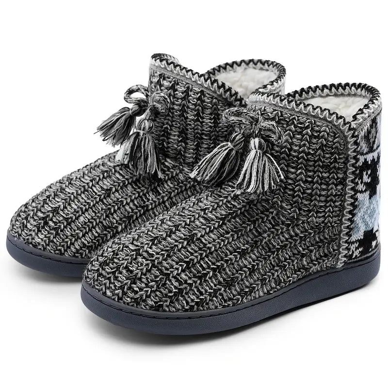 Gebreide Warme Dames Pantoffels met Antislip Zool – Emma