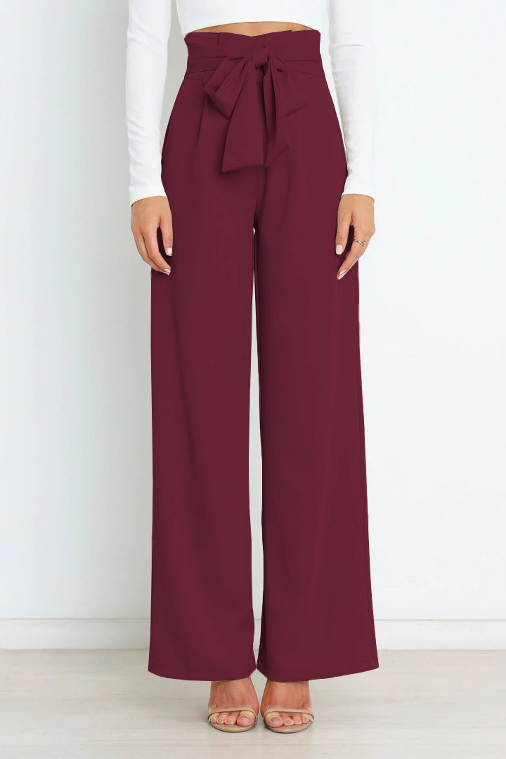 Wijde Comfortabele Hose met Bindgordel voor Elke Gelegenheid