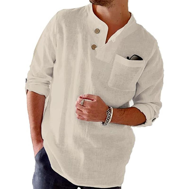 Casual Katoen Linnen Rolmouw Shirt - Jack