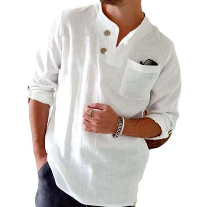 Casual Katoen Linnen Rolmouw Shirt - Jack