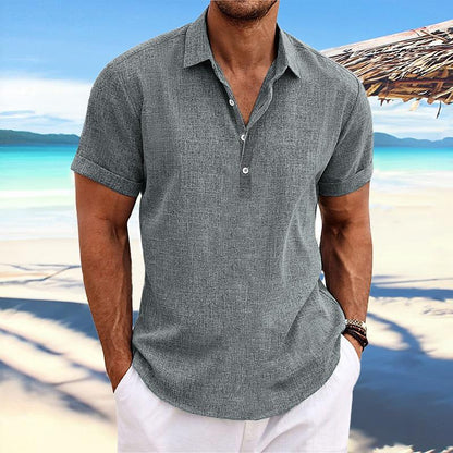 Katoen Linnen Korte Mouw Shirt voor Mannen - Liam