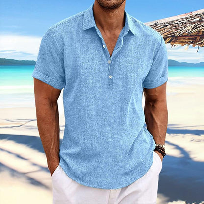 Katoen Linnen Korte Mouw Shirt voor Mannen - Liam