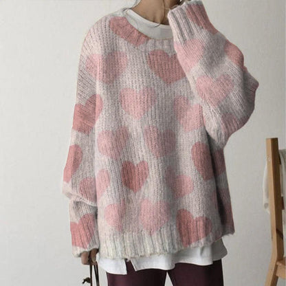 Zoete Roze Ronde Hals Trui